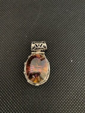 .925 Silver Pendant Necklace with Autumn Mystic Topaz Multi faceted Stone large